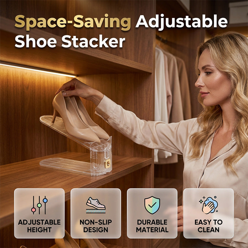 👟 Adjustable Double-Decker Shoe Organizer | Space-Saving Shoe Stacker 👠