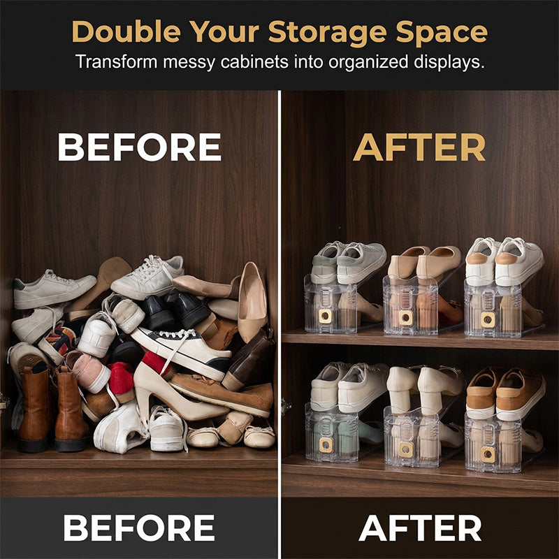 👟 Adjustable Double-Decker Shoe Organizer | Space-Saving Shoe Stacker 👠