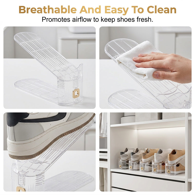 👟 Adjustable Double-Decker Shoe Organizer | Space-Saving Shoe Stacker 👠