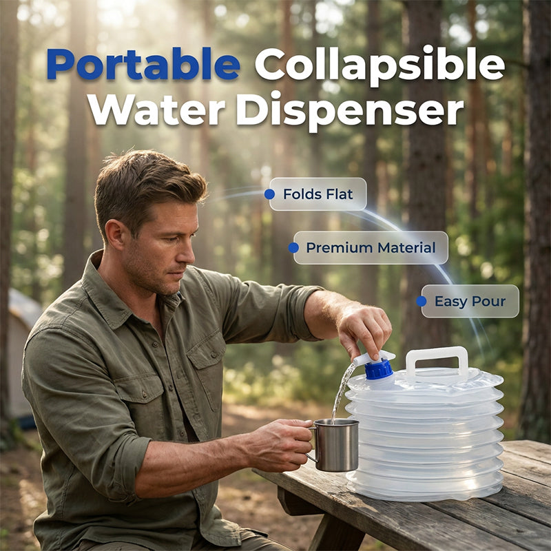💧 מיכל מים מתקפל נטול BPA – פלסטיק כשר למזון, נטול ריח, עמיד | מושלם לשתייה, בישול וטיולים 🏕️