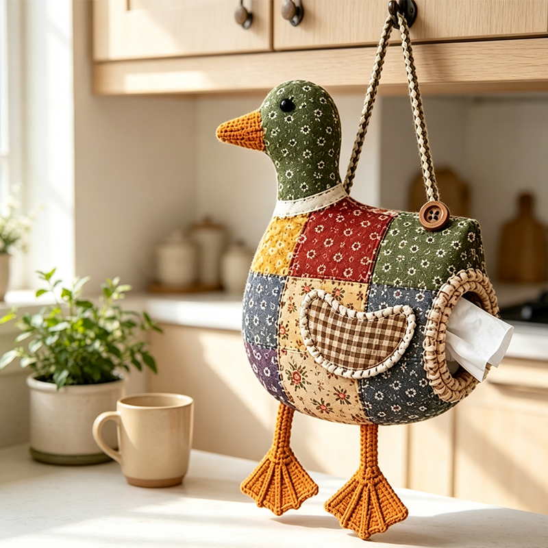 🧵 ערכת תפירה DIY - מחזיק טישו בעיצוב חיות 🦆 | סט יצירה מטלאים
