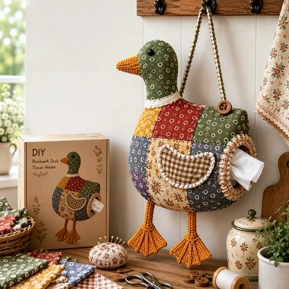 🧵 ערכת תפירה DIY - מחזיק טישו בעיצוב חיות 🦆 | סט יצירה מטלאים