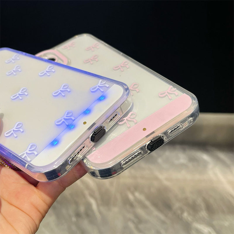 🎀 כיסוי איפון עם נורות LED וקשת נחמדה ✨ | זוהר בכל שיחה נכנסת | הגנת זעזועים | TPU רך 📱