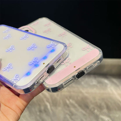 🎀 כיסוי איפון עם נורות LED וקשת נחמדה ✨ | זוהר בכל שיחה נכנסת | הגנת זעזועים | TPU רך 📱