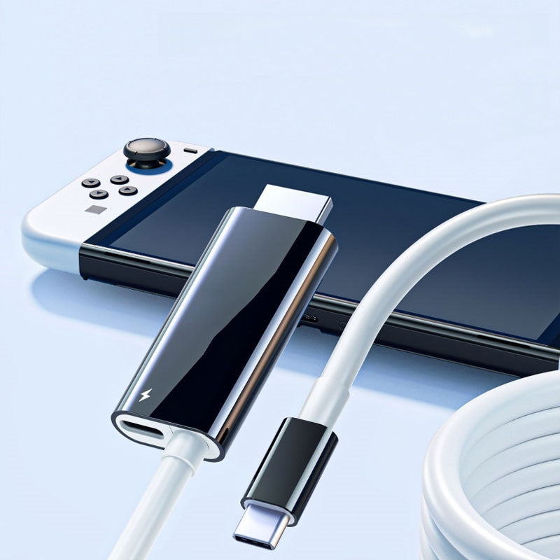🎮 כבל מתאם USB-C ל-HDMI ל-Nintendo Switch | טעינת PD 100W ✨ | אורך 2 מטר 🔌