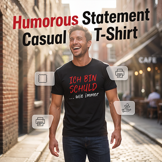 👕 חולצת טישירט שחורה לגברים עם סלוגן גרמני מצחיק ✨ | הדפסה משני צדדים | נושם | S-3XL 🇩🇪