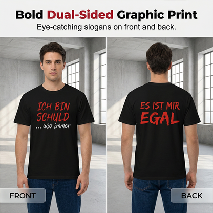 👕 חולצת טישירט שחורה לגברים עם סלוגן גרמני מצחיק ✨ | הדפסה משני צדדים | נושם | S-3XL 🇩🇪