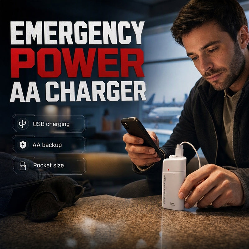 🔋 50% OFF – AA Battery Emergency Phone Charger | Pocket Power Bank with LED Flashlight charm-cart