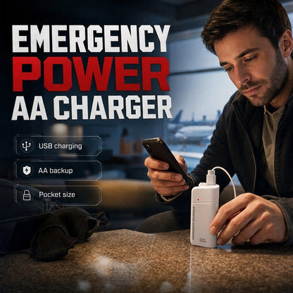 🔋 50% OFF – AA Battery Emergency Phone Charger | Pocket Power Bank with LED Flashlight charm-cart