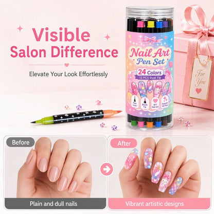 🎨24‑Colors Dual‑Ended Nail Art Pens‑DIY Manicure Drawing Set🎁