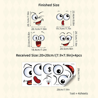 4 Sheets Funny Smiley Face Stickers