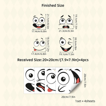 4 Sheets Funny Smiley Face Stickers