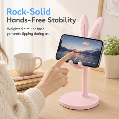 📢📢50% OFF !! ⏰Cute Bunny Aesthetic Desktop Phone Stand |Weighted Base with Anti-Scratch Silicone Pads🐰