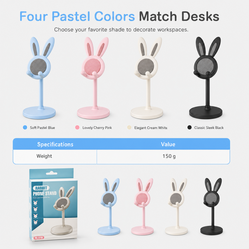 📢📢50% OFF !! ⏰Cute Bunny Aesthetic Desktop Phone Stand |Weighted Base with Anti-Scratch Silicone Pads🐰