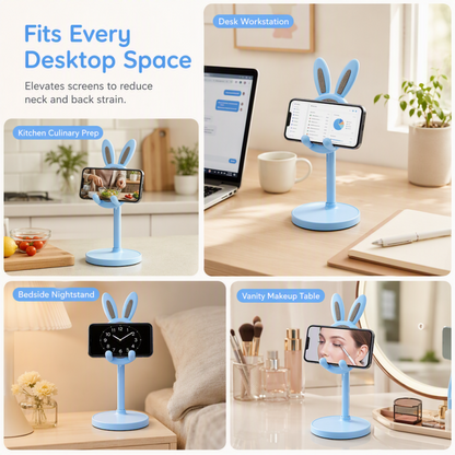 📢📢50% OFF !! ⏰Cute Bunny Aesthetic Desktop Phone Stand |Weighted Base with Anti-Scratch Silicone Pads🐰