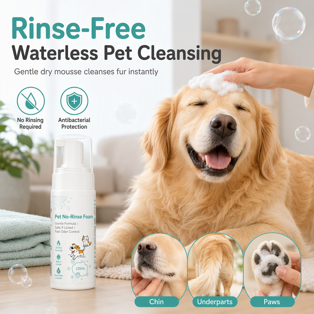 🐾 50% OFF! No-Rinse Pet Cleaning Mousse for Cats and Dogs ✨