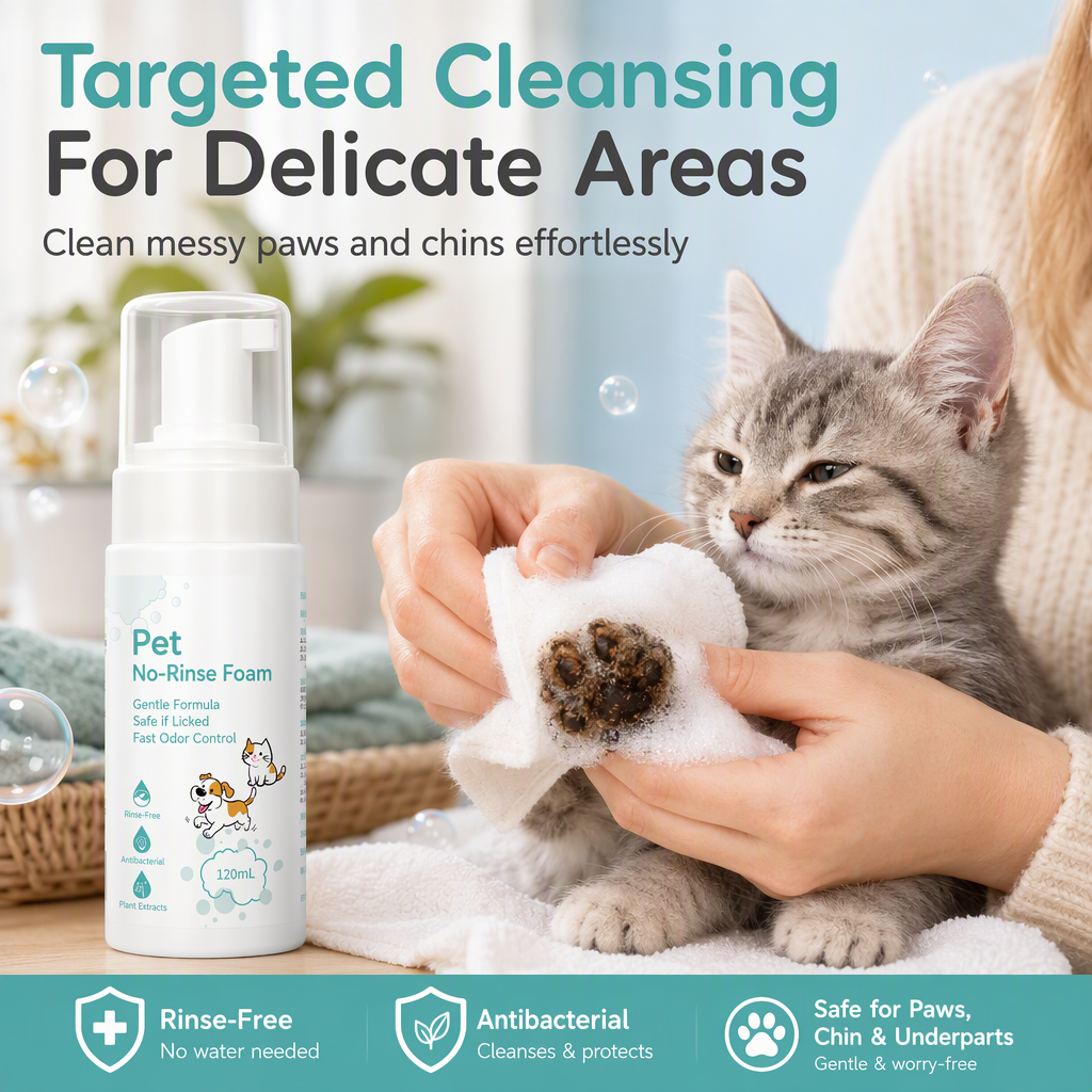 🐾 50% OFF! No-Rinse Pet Cleaning Mousse for Cats and Dogs ✨
