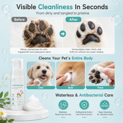 🐾 50% OFF! No-Rinse Pet Cleaning Mousse for Cats and Dogs ✨