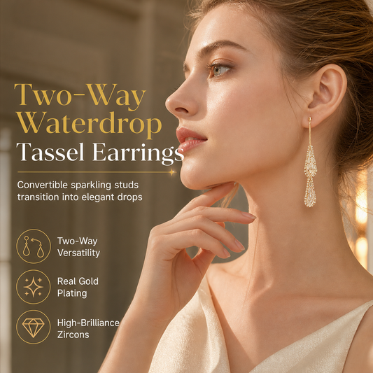 💎 50% OFF! ✨ Water Drop Earrings – Zircon, gold-plated & dual wear ✨
