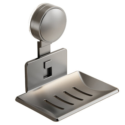 ⏰Vacuum Suction Soap Dish: V-Shaped Drainage, Rustproof Aluminum, No Drilling, Twist-Lock🧼
