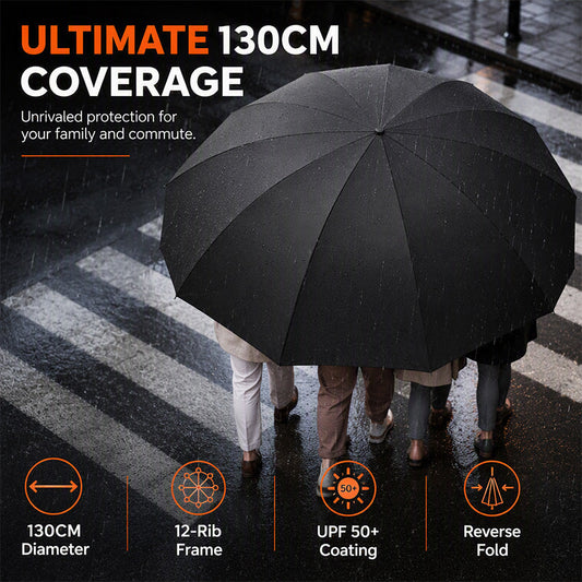 ⏳🔥LIMITED-TIME 50% OFF! ⏰💨 Extra Large Windproof Folding Umbrella – Big Canopy, Reinforced, UV Protect ☔✨