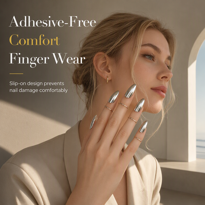 ✨50% OFF! ✨Metal Fingertip Nail Ring Set – Adjustable, Mirror Finish, Artistic Style 💅