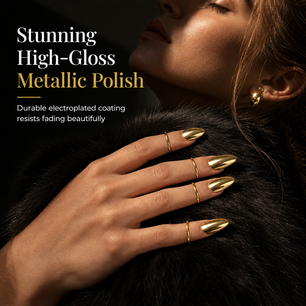 ✨50% OFF! ✨Metal Fingertip Nail Ring Set – Adjustable, Mirror Finish, Artistic Style 💅