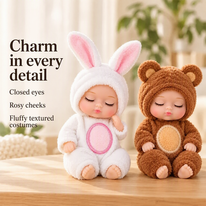 👶 50% OFF! 🧸 Mini Lifelike Sleeping Baby Doll Set – Animal costumes & realistic ✨