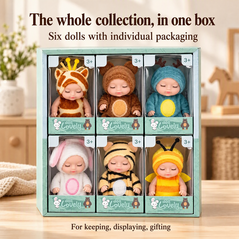 👶 50% OFF! 🧸 Mini Lifelike Sleeping Baby Doll Set – Animal costumes & realistic ✨