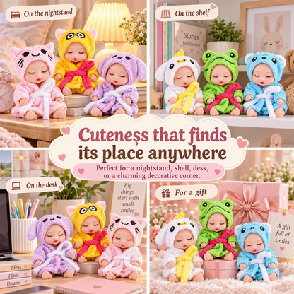 👶 50% OFF! 🧸 Mini Lifelike Sleeping Baby Doll Set – Animal costumes & realistic ✨