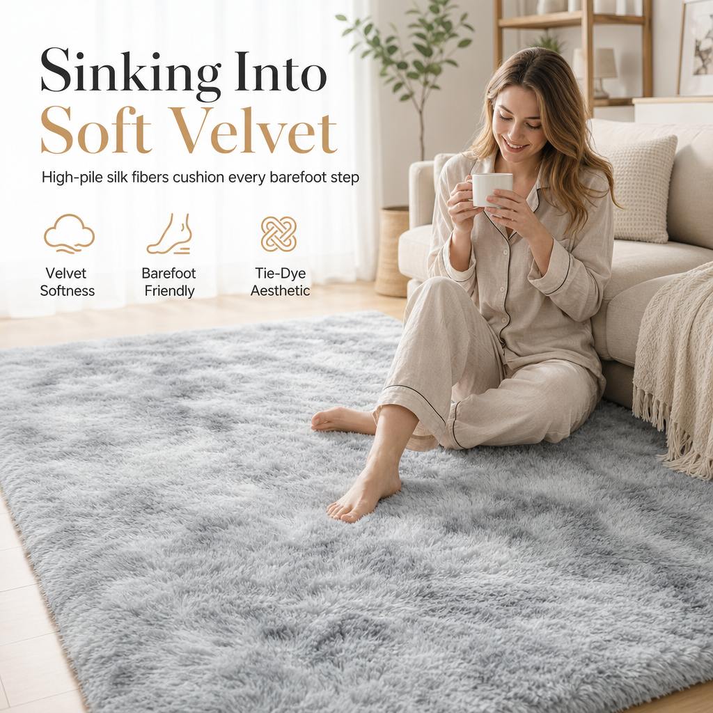 ⏳🔥LIMITED-TIME 50% OFF! ⏰ Soft Fluffy Velvet Rug: Dense Plush, Non-Shed, Cloud Comfort, for Living Room & Bedroom🧸