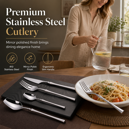 ⏳Time-Limited Special 50% OFF!⏰🍽️ 304 Stainless Steel Cutlery Set – Slim, Elegant & Mirror Polished ✨
