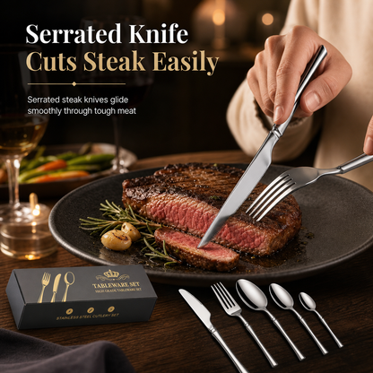 ⏳Time-Limited Special 50% OFF!⏰🍽️ 304 Stainless Steel Cutlery Set – Slim, Elegant & Mirror Polished ✨