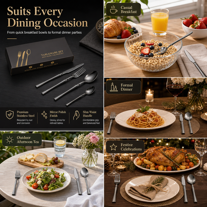 ⏳Time-Limited Special 50% OFF!⏰🍽️ 304 Stainless Steel Cutlery Set – Slim, Elegant & Mirror Polished ✨
