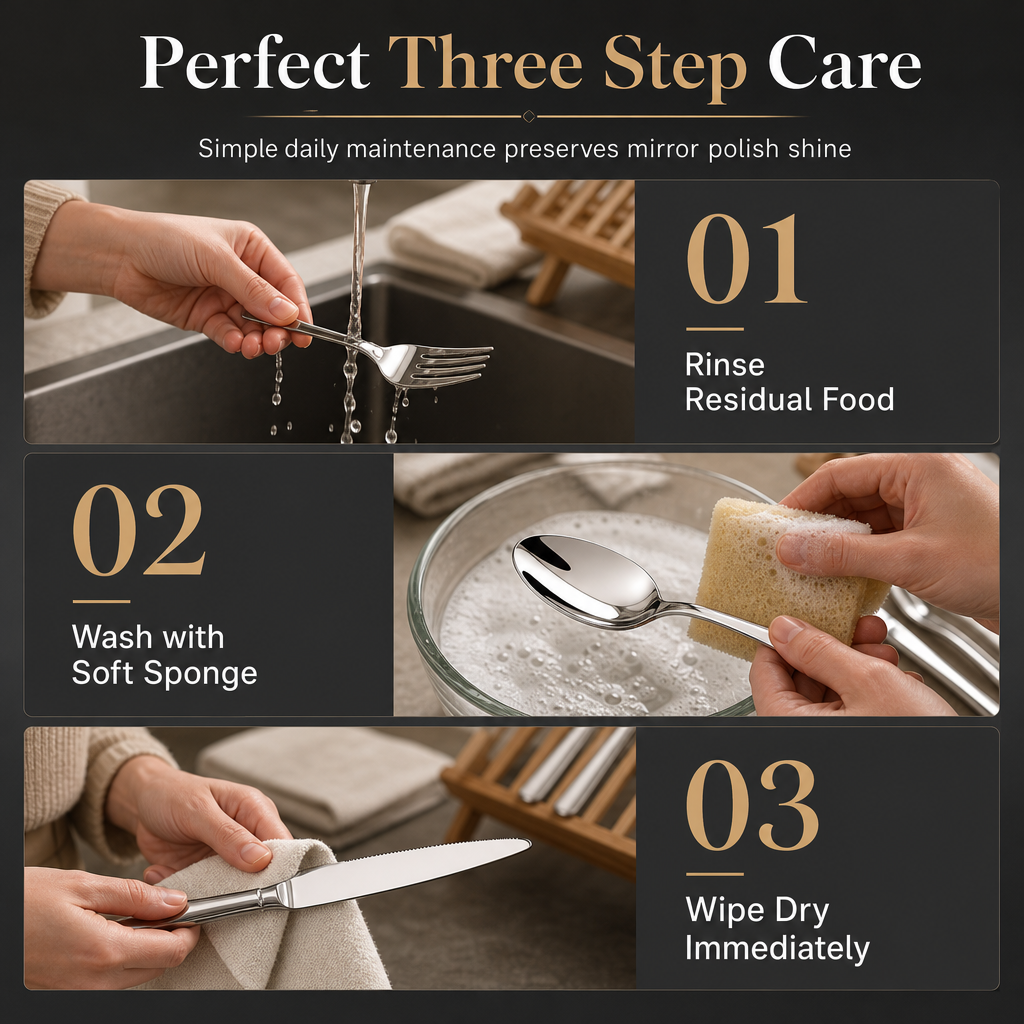 🍴 Stainless Steel Flatware Set: 304 Steel, 5 Finishes, 4/24 Pieces, Slim Profile