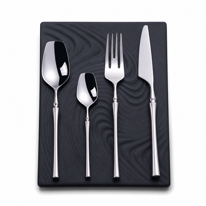 🍴 Stainless Steel Flatware Set: 304 Steel, 5 Finishes, 4/24 Pieces, Slim Profile