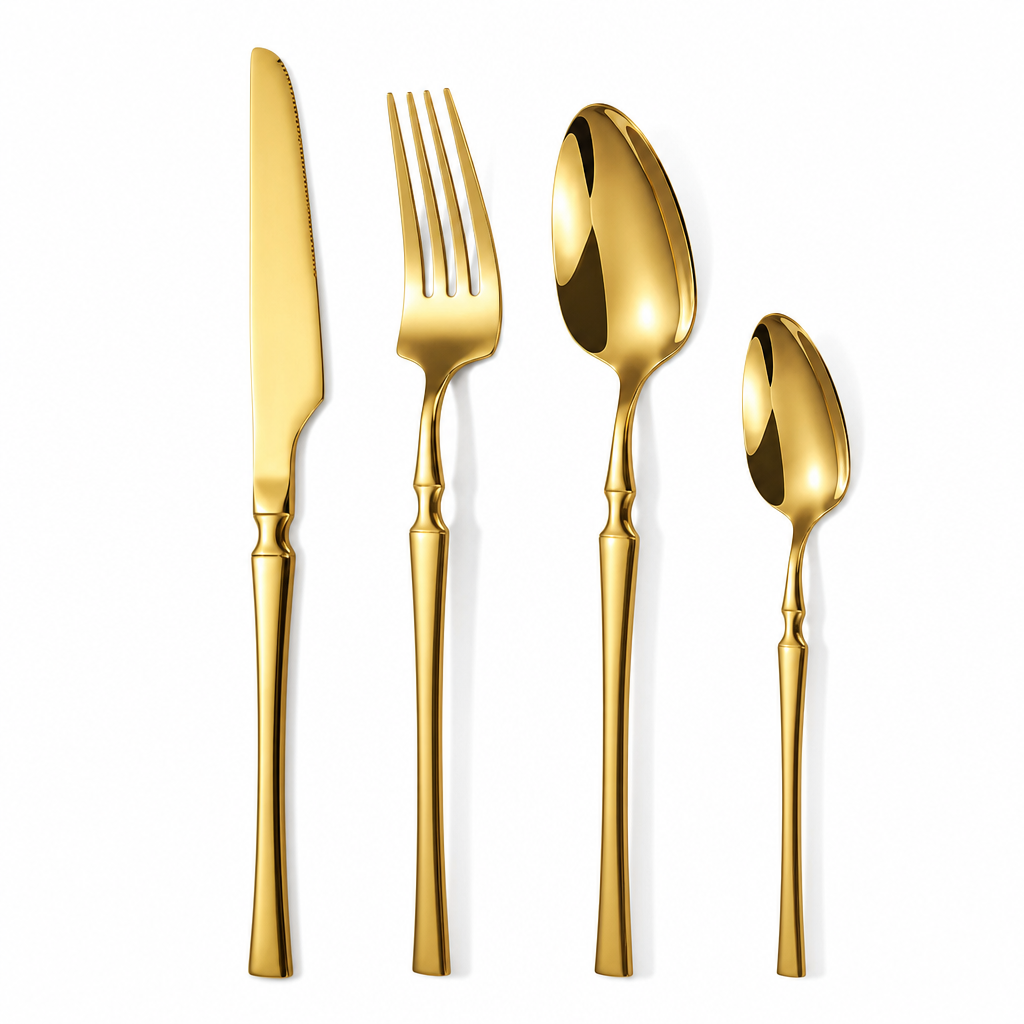 🍴 Stainless Steel Flatware Set: 304 Steel, 5 Finishes, 4/24 Pieces, Slim Profile
