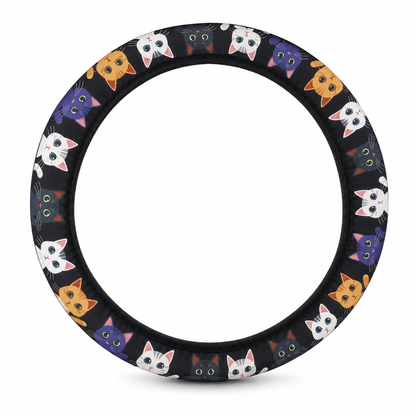 ✨🚗Universal 38cm Ringless Silk Steering Wheel Cover Printed Breathable Car Wheel Protector for All Seasons