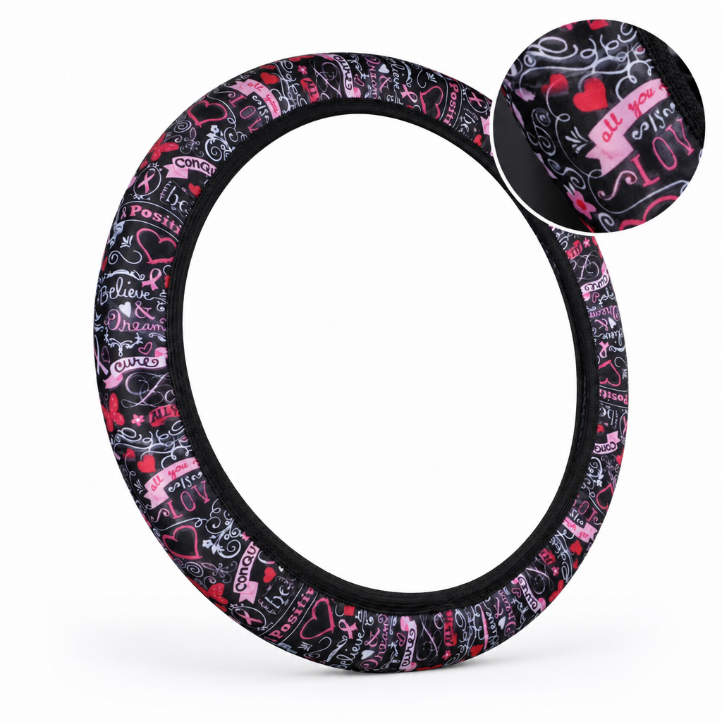 ✨🚗Universal 38cm Ringless Silk Steering Wheel Cover Printed Breathable Car Wheel Protector for All Seasons