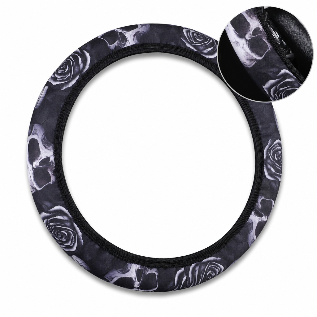 ✨🚗Universal 38cm Ringless Silk Steering Wheel Cover Printed Breathable Car Wheel Protector for All Seasons