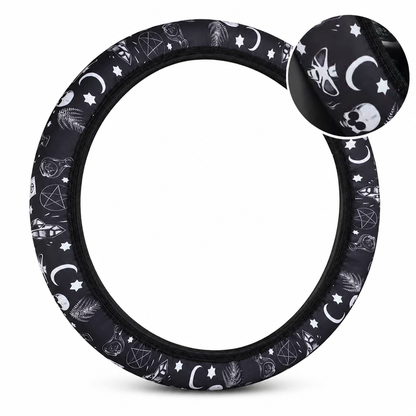 ✨🚗Universal 38cm Ringless Silk Steering Wheel Cover Printed Breathable Car Wheel Protector for All Seasons