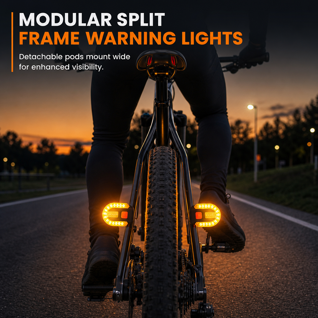 🥳2026 HOT SALE🥳💞50K+ SOLD! 🚴💡 50% OFF! Wireless Bike Turn Signals – thumb-control buttons, split frame lights & USB rechargeable. Signal safely without moving your hands! 🛡️✅v