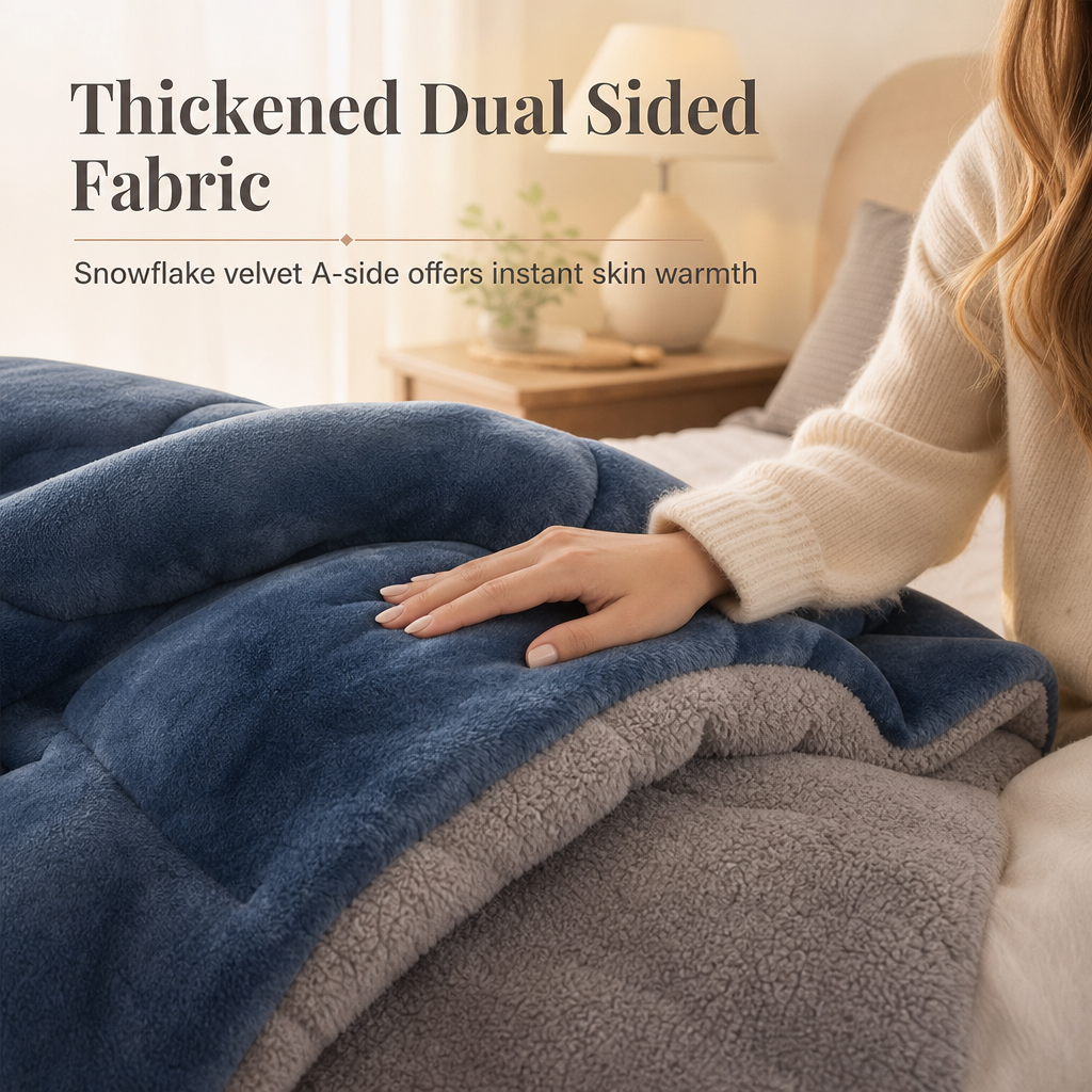 ⏳🔥LIMITED-TIME 50% OFF! ⏰Double-Sided Snowflake Velvet Winter Duvet: Thick, Warm, Stitched Grid, 3 Sizes❄️