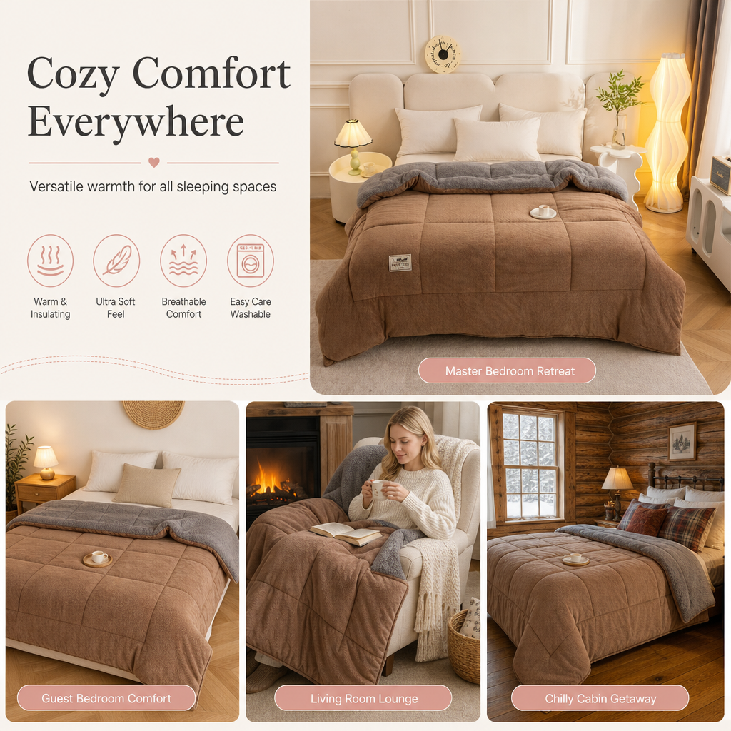 ⏳🔥LIMITED-TIME 50% OFF! ⏰Double-Sided Snowflake Velvet Winter Duvet: Thick, Warm, Stitched Grid, 3 Sizes❄️