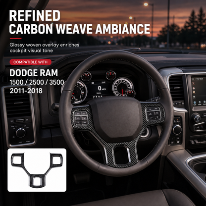 ✨ Steering Wheel Trim Cover For RAM Trucks – Carbon Look, Scratch-proof, Snap-on 🛠️