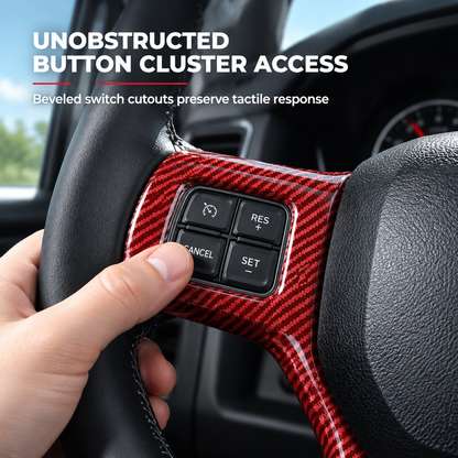 ✨ Steering Wheel Trim Cover For RAM Trucks – Carbon Look, Scratch-proof, Snap-on 🛠️