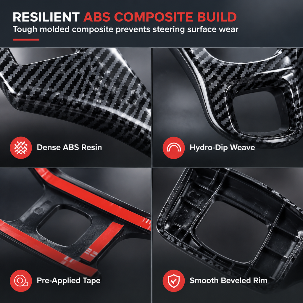 ✨ Steering Wheel Trim Cover For RAM Trucks – Carbon Look, Scratch-proof, Snap-on 🛠️