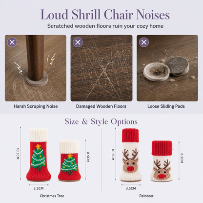 🌸 50% OFF NOW! 🌸Christmas Knitted Chair Leg Covers with Felt Pads Non Slip Thickened Table Feet Socks Floor Protectors 4-Piece Set