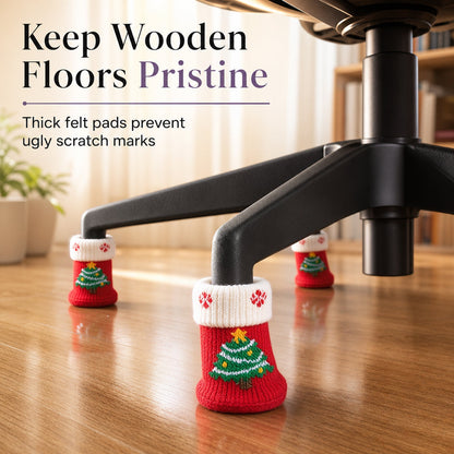 🌸 50% OFF NOW! 🌸Christmas Knitted Chair Leg Covers with Felt Pads Non Slip Thickened Table Feet Socks Floor Protectors 4-Piece Set