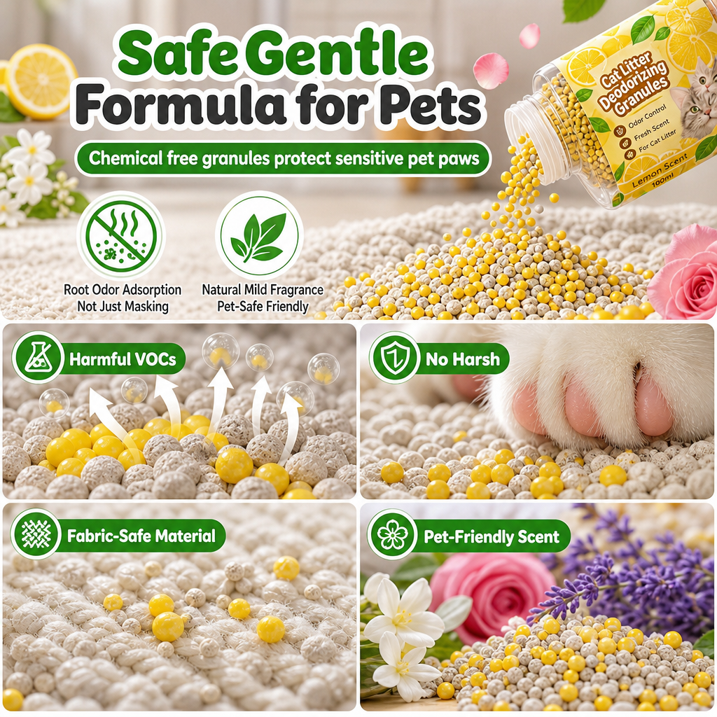 🐾 LIMITED-TIME 50% OFF! ✨ Cat Litter Deodorizing Granules – Plant-Based, Multi-Scent, Simple Sprinkle 🌿
